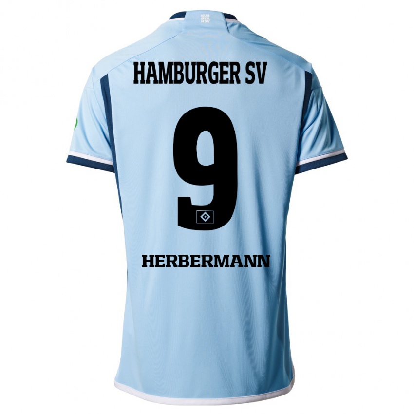 Bambino Maglia Kevin Herbermann #9 Blu Kit Gara Away 2023/24 Maglietta