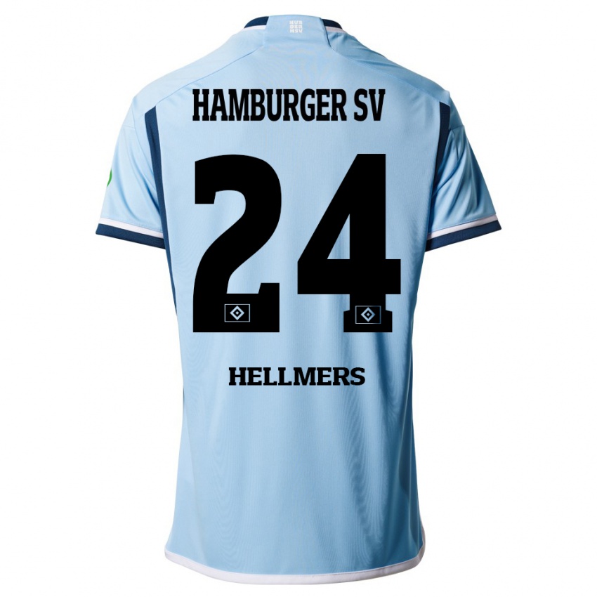 Bambino Maglia Maximilian Hellmers #24 Blu Kit Gara Away 2023/24 Maglietta