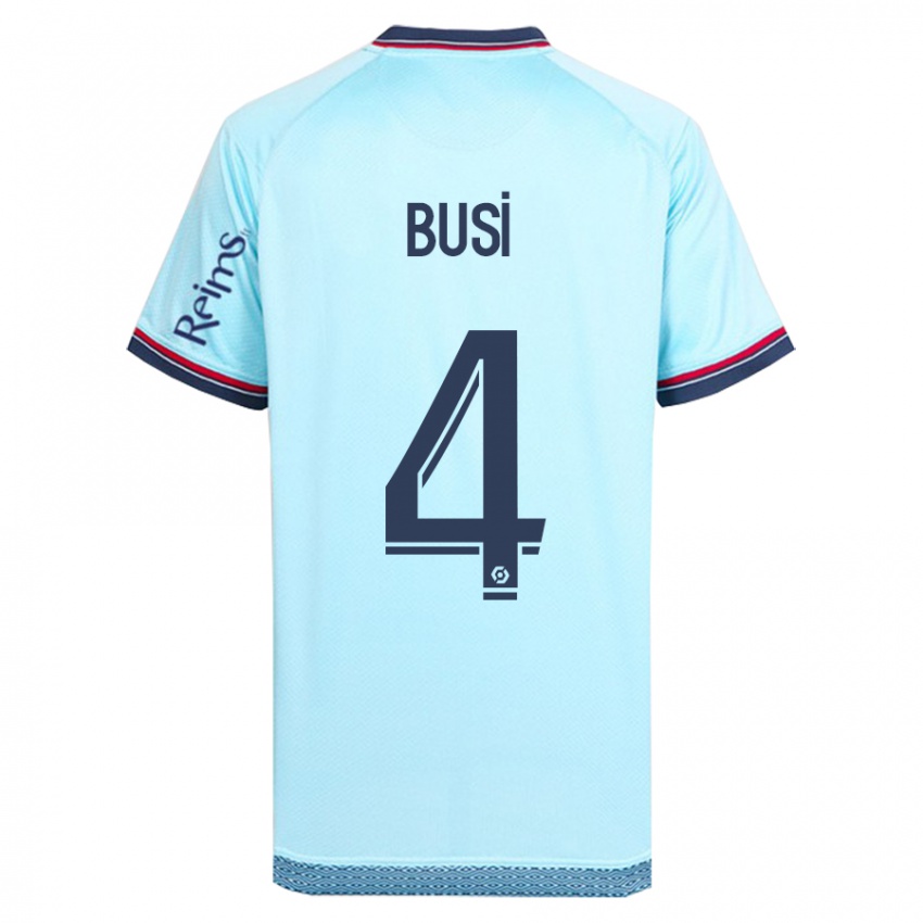 Bambino Maglia Maxime Busi #4 Cielo Blu Kit Gara Away 2023/24 Maglietta