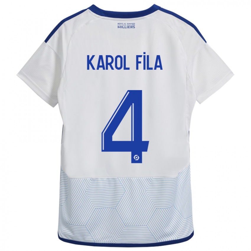 Bambino Maglia Karol Fila #4 Bianco Kit Gara Away 2023/24 Maglietta