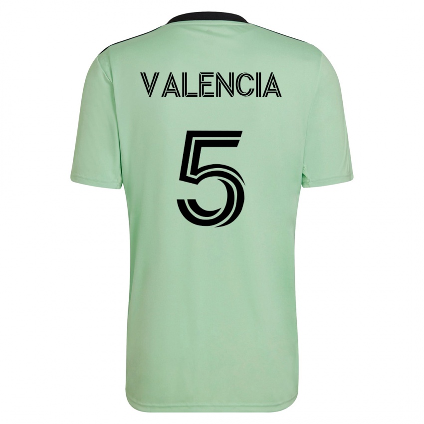 Bambino Maglia Jhojan Valencia #5 Verde Chiaro Kit Gara Away 2023/24 Maglietta