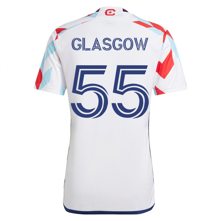 Bambino Maglia Omari Glasgow #55 Bianco Blu Kit Gara Away 2023/24 Maglietta