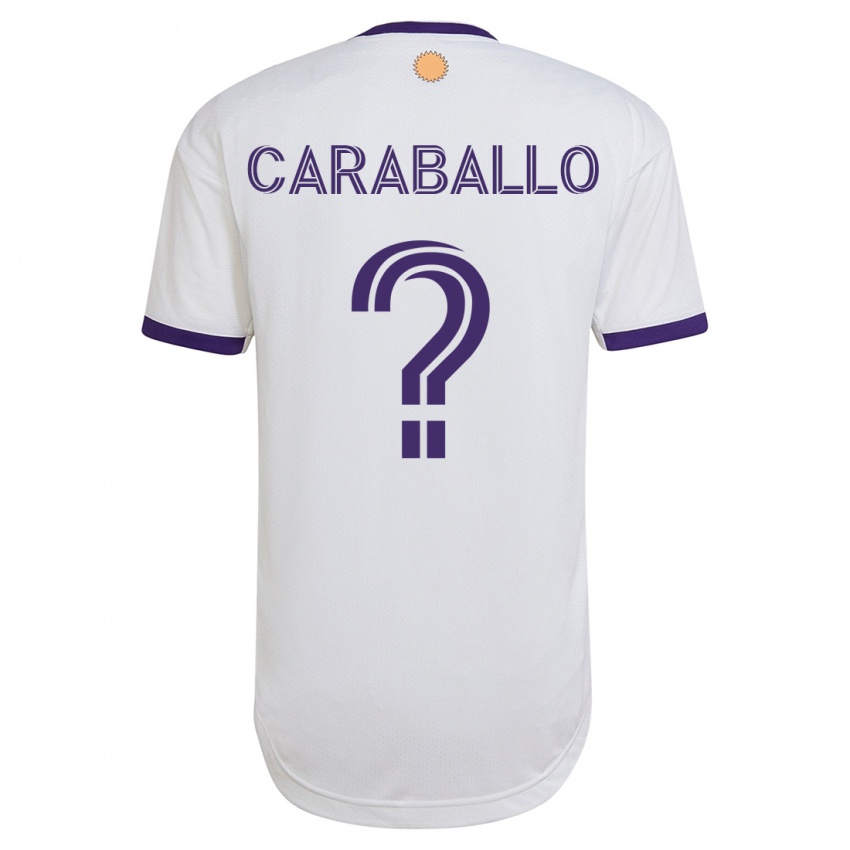 Bambino Maglia Gustavo Caraballo #0 Bianco Kit Gara Away 2023/24 Maglietta