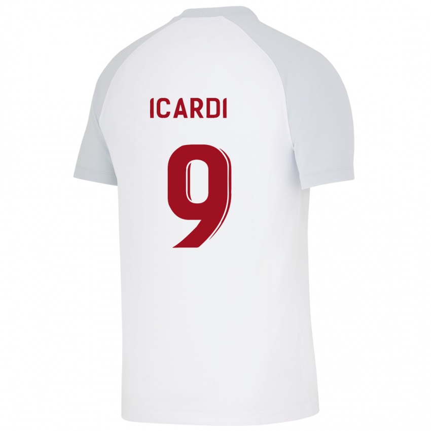 Bambino Maglia Mauro Icardi #9 Bianco Kit Gara Away 2023/24 Maglietta