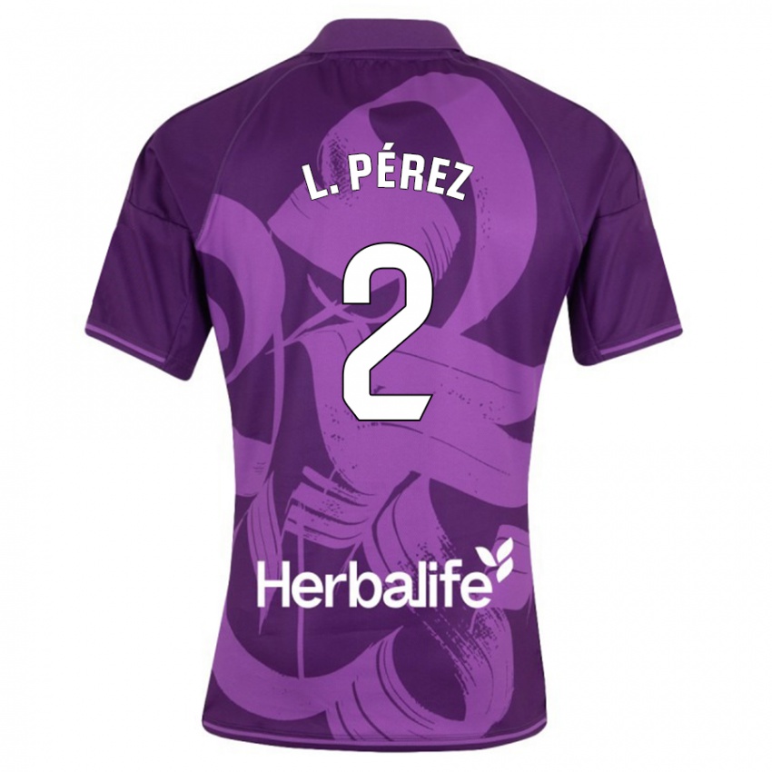 Bambino Maglia Luis Pérez #2 Viola Kit Gara Away 2023/24 Maglietta