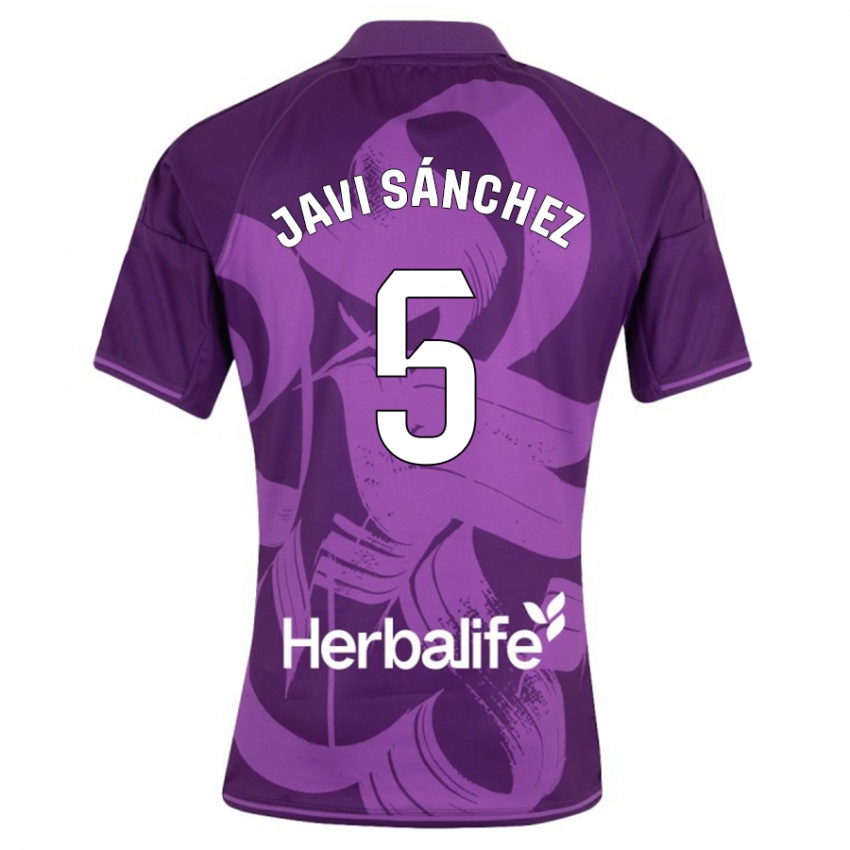 Bambino Maglia Javi Sánchez #5 Viola Kit Gara Away 2023/24 Maglietta