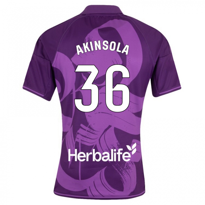 Bambino Maglia Tunde Akinsola #36 Viola Kit Gara Away 2023/24 Maglietta