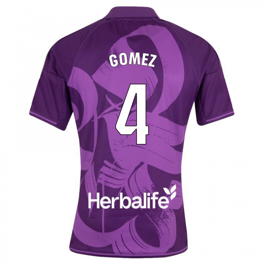 Bambino Maglia Adrián Gómez #4 Viola Kit Gara Away 2023/24 Maglietta