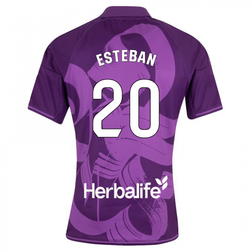 Bambino Maglia Sergio Esteban #20 Viola Kit Gara Away 2023/24 Maglietta