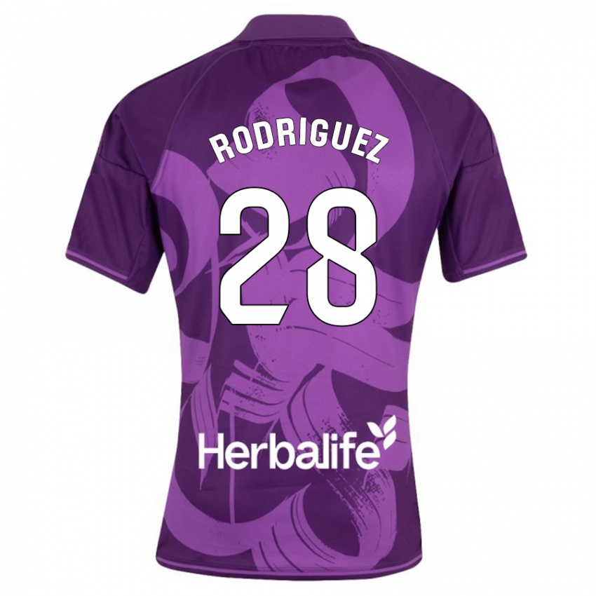 Bambino Maglia Yago Rodríguez #28 Viola Kit Gara Away 2023/24 Maglietta