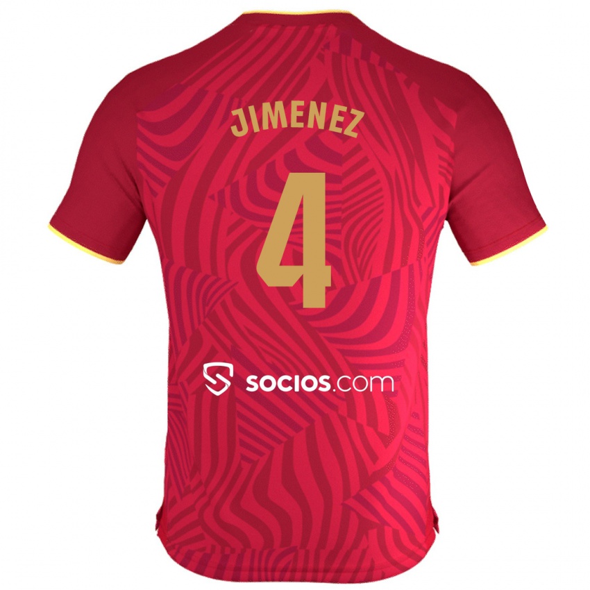 Bambino Maglia Diego Jiménez #4 Rosso Kit Gara Away 2023/24 Maglietta