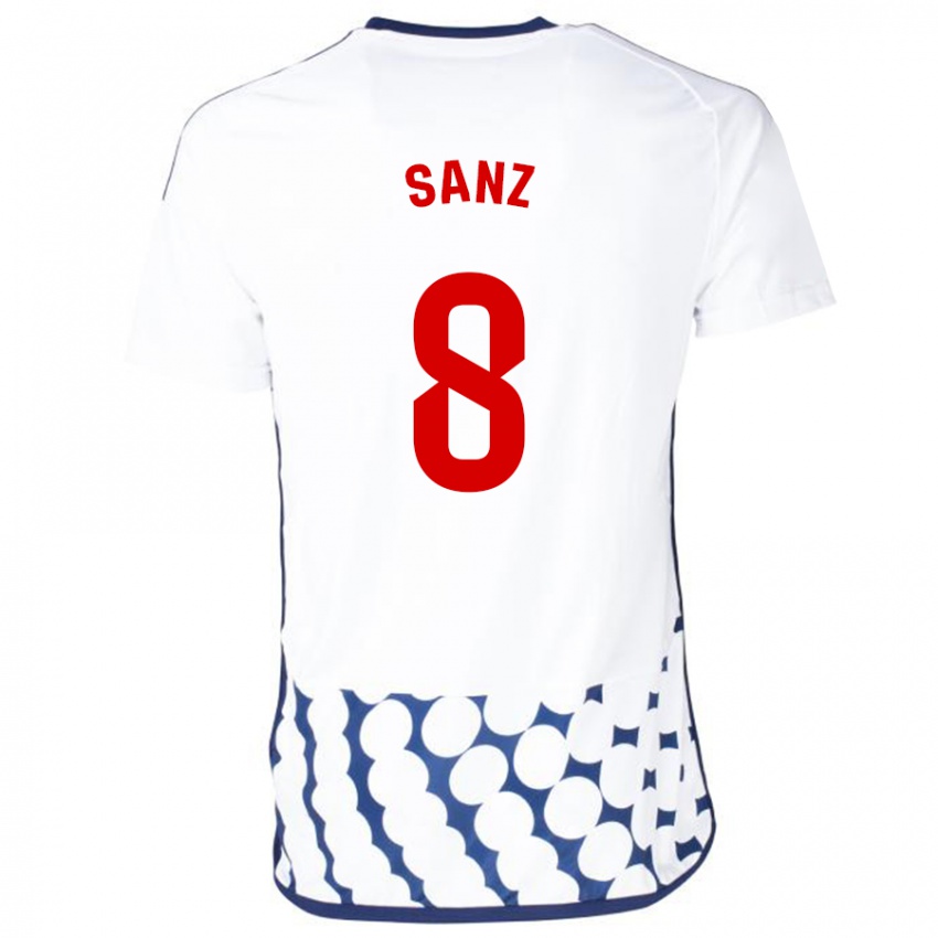 Bambino Maglia Álvaro Sanz #8 Bianco Kit Gara Away 2023/24 Maglietta