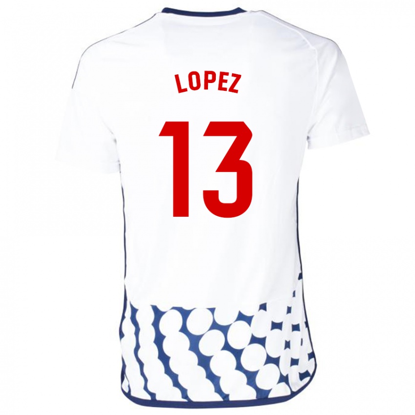 Bambino Maglia Luis López #13 Bianco Kit Gara Away 2023/24 Maglietta