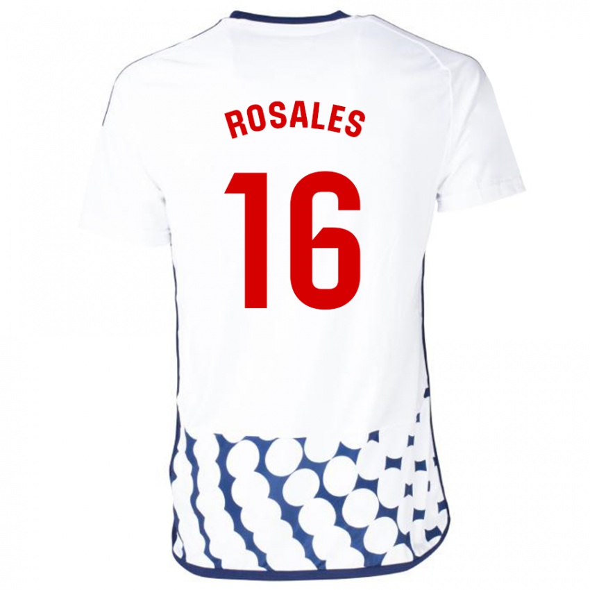 Bambino Maglia Diego Rosales #16 Bianco Kit Gara Away 2023/24 Maglietta