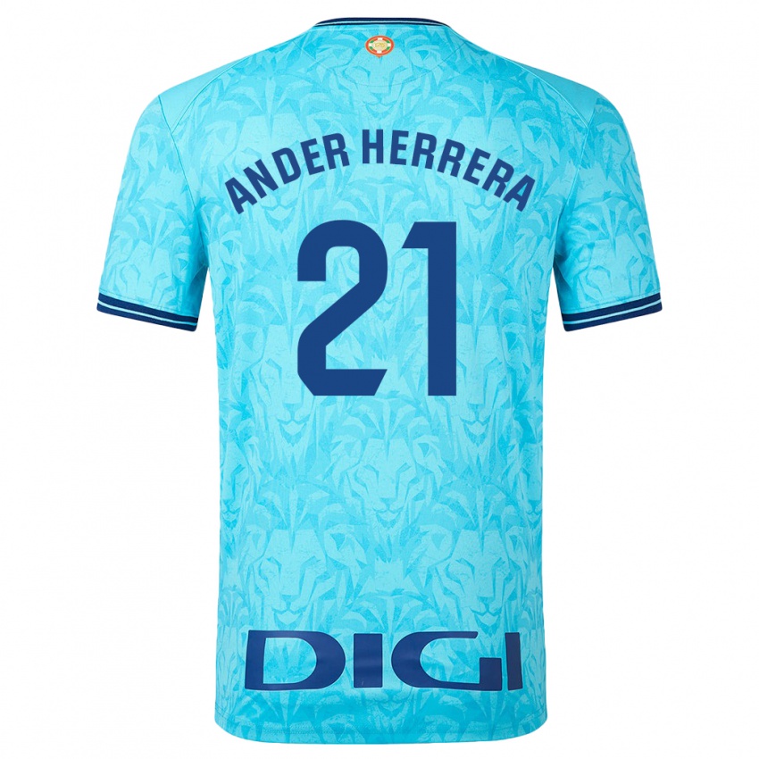 Bambino Maglia Ander Herrera #21 Cielo Blu Kit Gara Away 2023/24 Maglietta