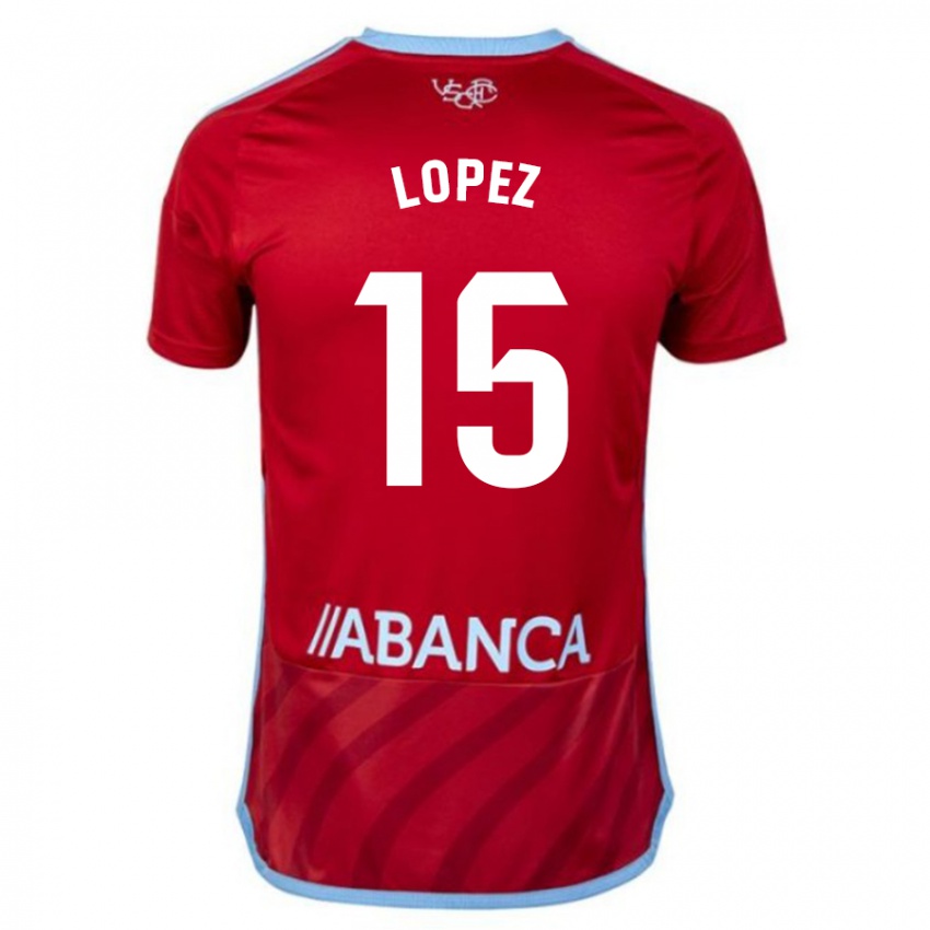 Bambino Maglia Fer López #15 Rosso Kit Gara Away 2023/24 Maglietta