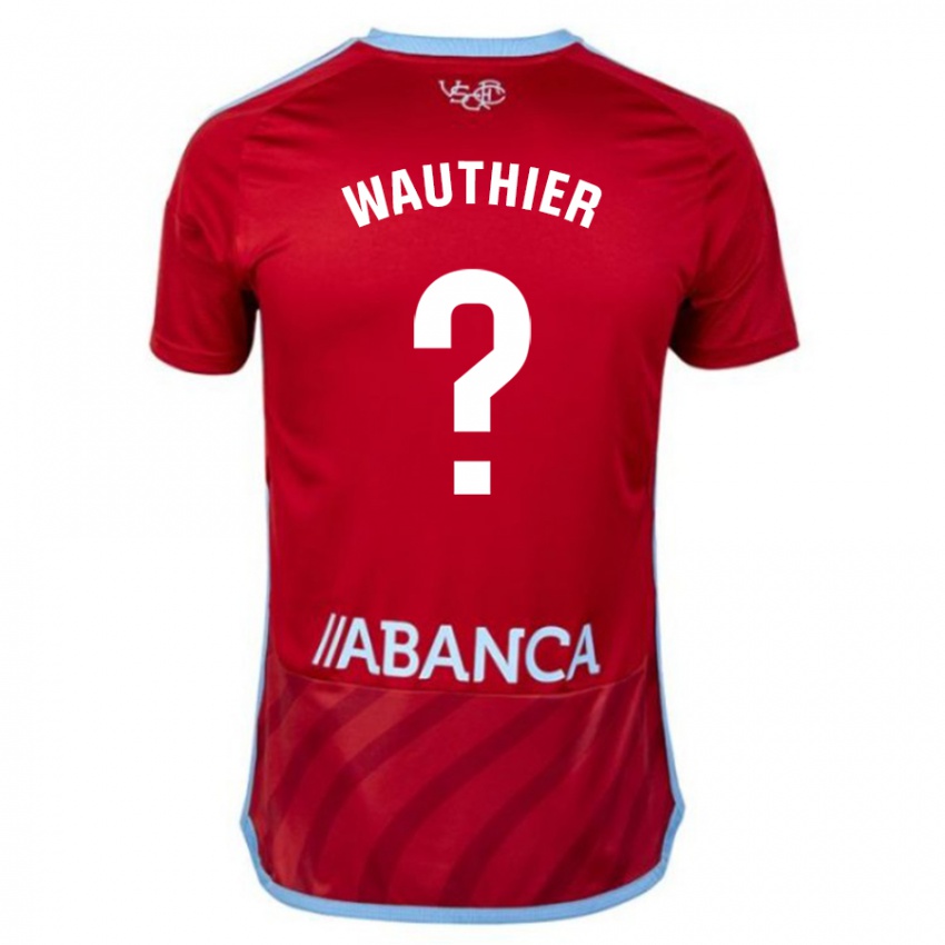 Bambino Maglia Hugo Wauthier #0 Rosso Kit Gara Away 2023/24 Maglietta