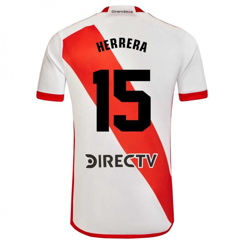 Uomo Maglia Andrés Herrera #15 Bianco Rosso Kit Gara Home 2023/24 Maglietta