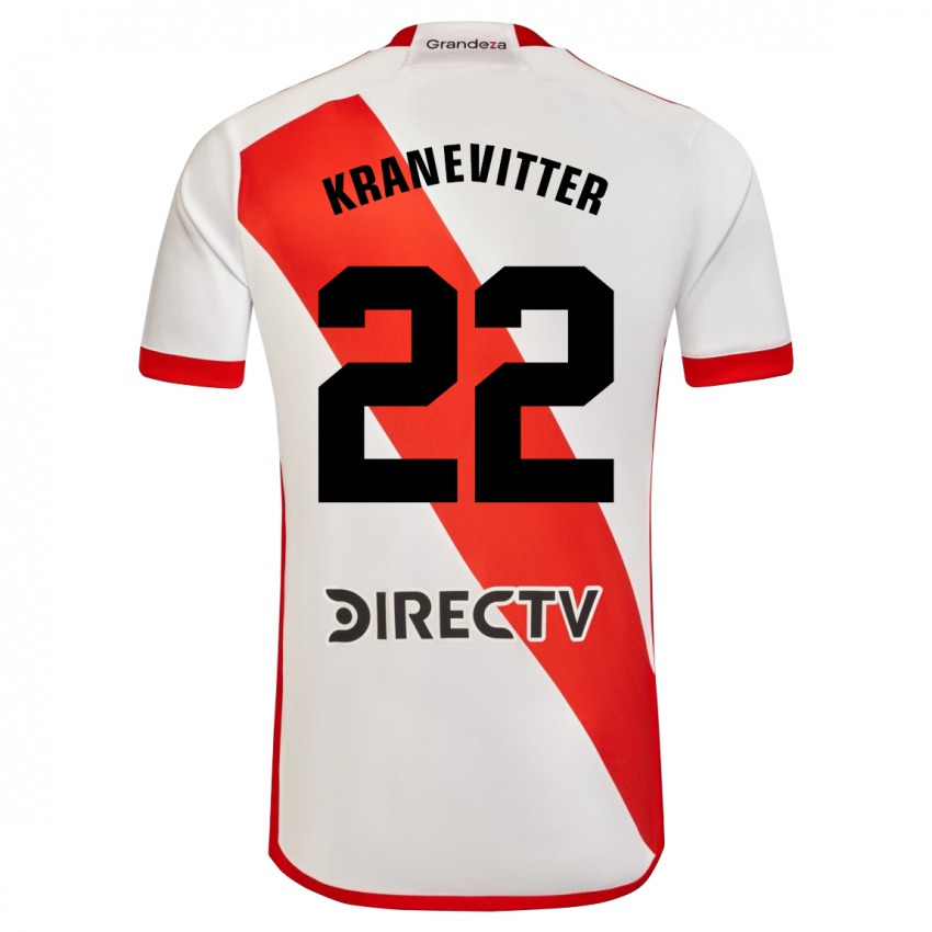 Uomo Maglia Matias Kranevitter #22 Bianco Rosso Kit Gara Home 2023/24 Maglietta