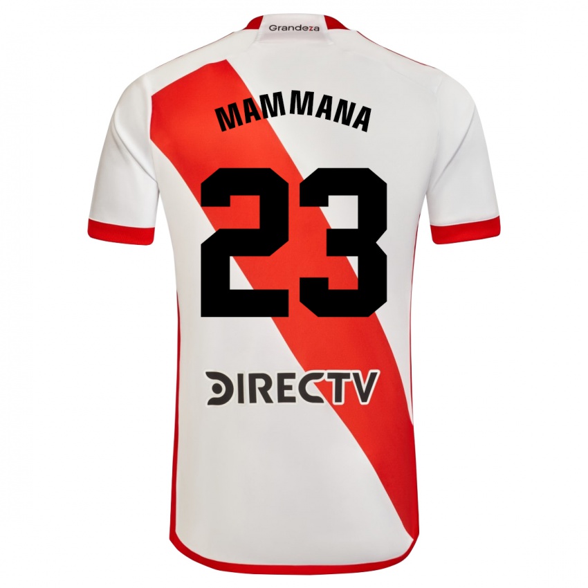 Uomo Maglia Emanuel Mammana #23 Bianco Rosso Kit Gara Home 2023/24 Maglietta