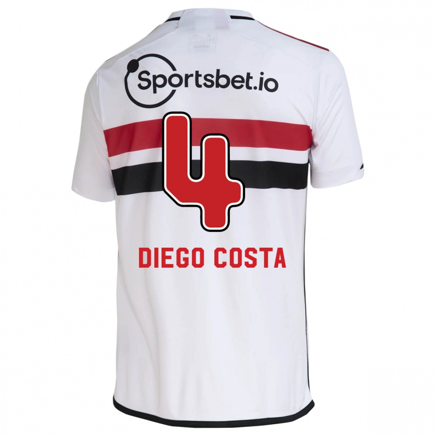 Uomo Maglia Diego Costa #4 Bianco Kit Gara Home 2023/24 Maglietta