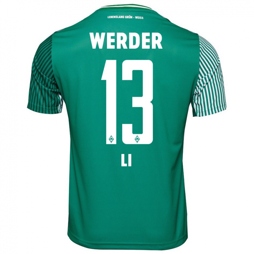 Uomo Maglia Xiancheng Li #13 Verde Kit Gara Home 2023/24 Maglietta