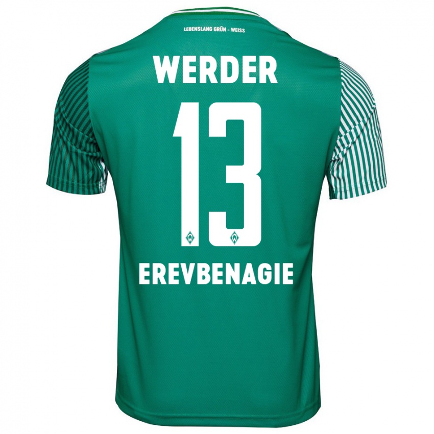 Uomo Maglia Paul Erevbenagie #13 Verde Kit Gara Home 2023/24 Maglietta