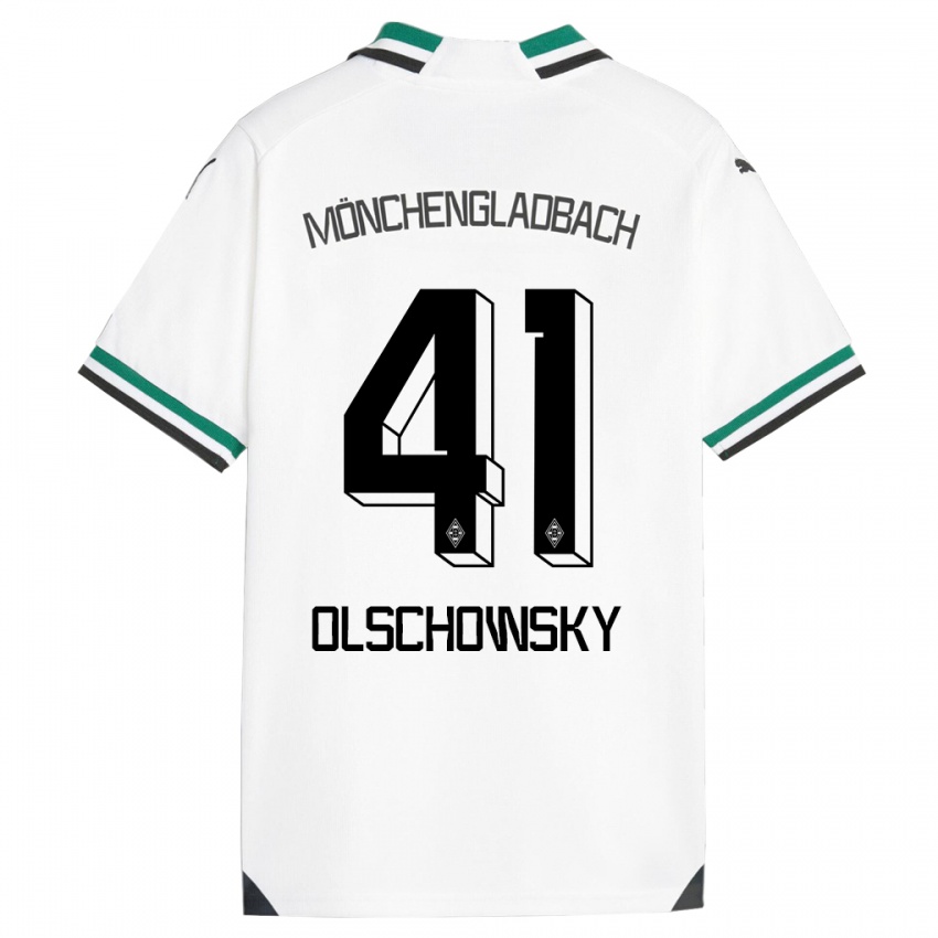 Uomo Maglia Jan Olschowsky #41 Bianco Verde Kit Gara Home 2023/24 Maglietta
