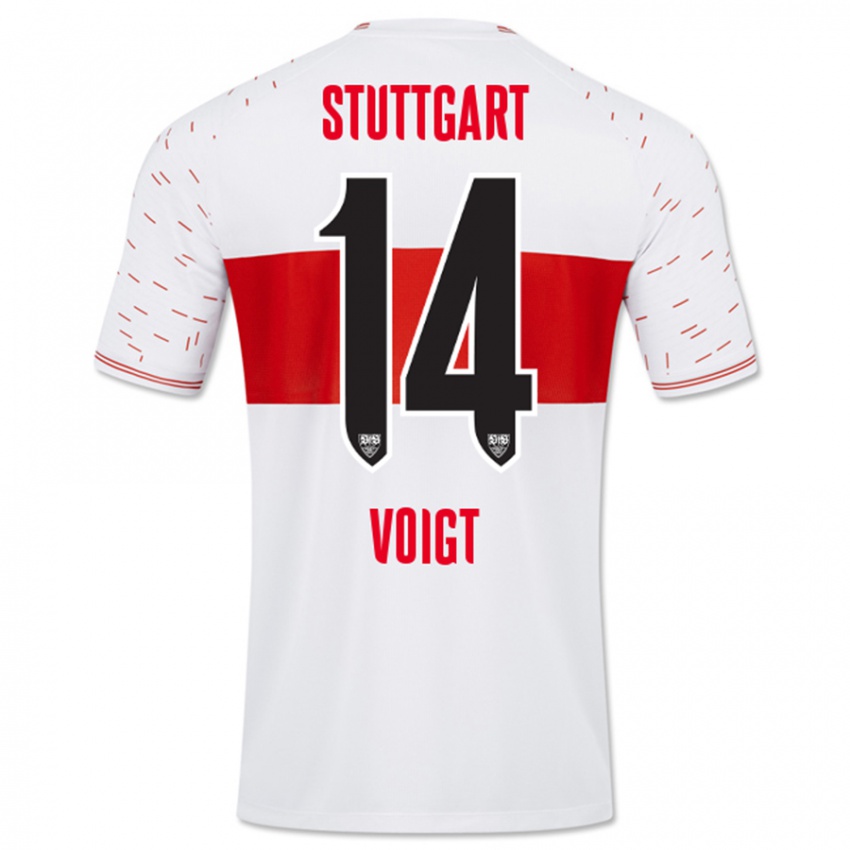 Uomo Maglia Max Voigt #14 Bianco Kit Gara Home 2023/24 Maglietta