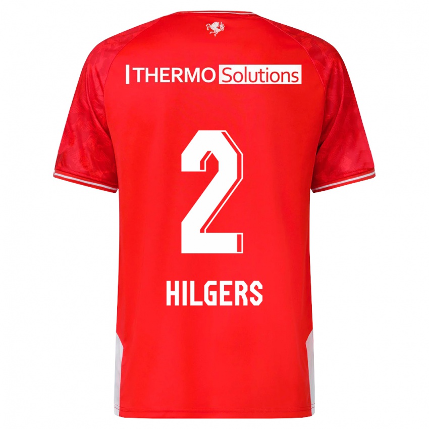 Uomo Maglia Mees Hilgers #2 Rosso Kit Gara Home 2023/24 Maglietta