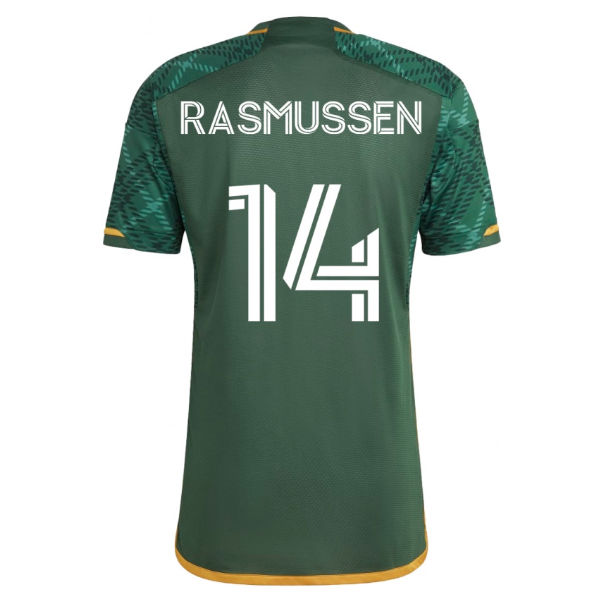 Uomo Maglia Justin Rasmussen #14 Verde Kit Gara Home 2023/24 Maglietta