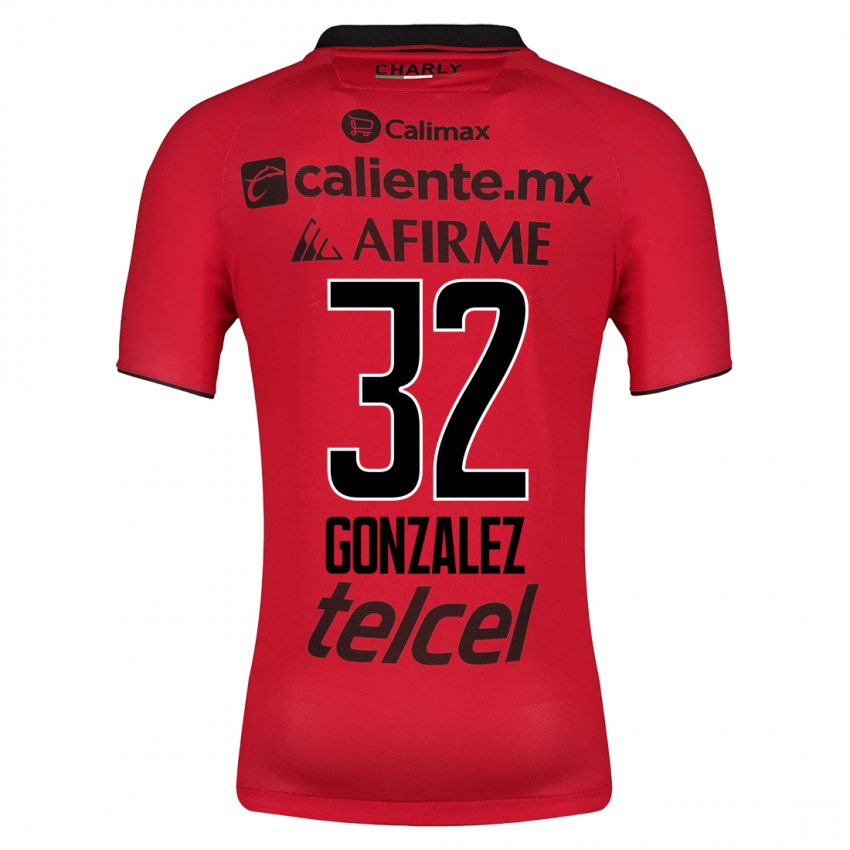 Uomo Maglia Carlos Gonzalez #32 Rosso Kit Gara Home 2023/24 Maglietta