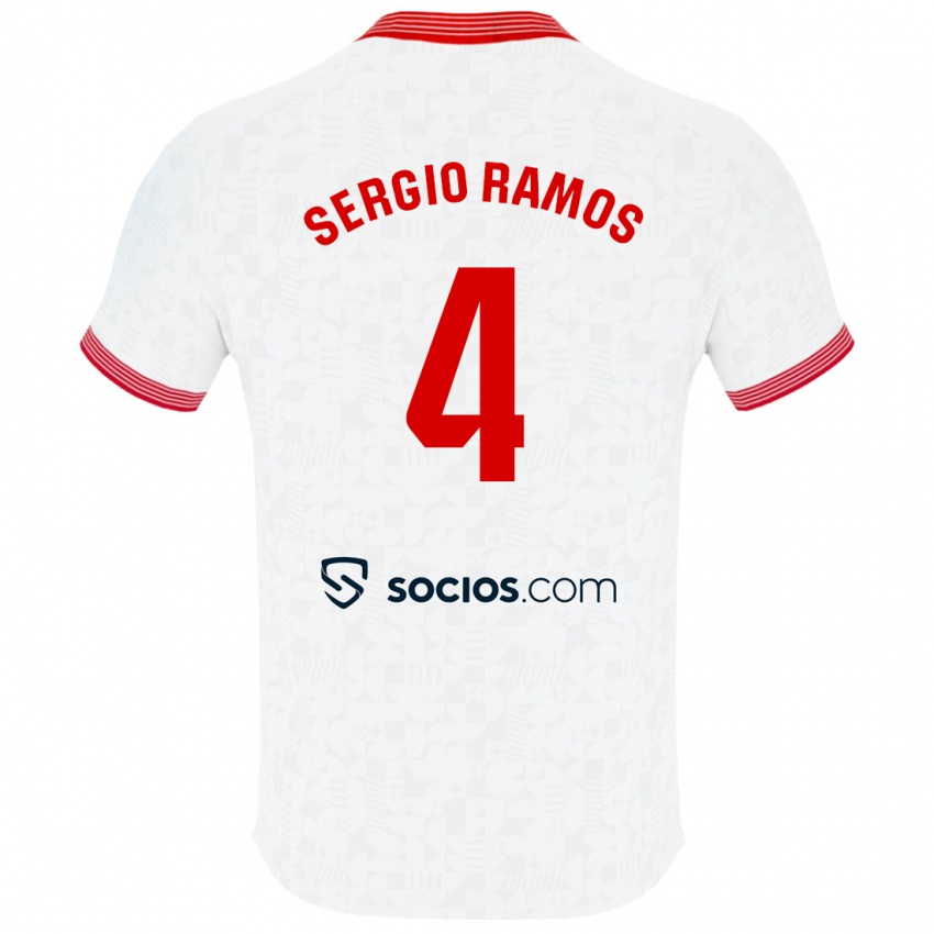 Uomo Maglia Sergio Ramos #4 Bianco Kit Gara Home 2023/24 Maglietta