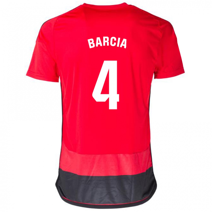 Uomo Maglia Sergio Barcia #4 Rosso Nero Kit Gara Home 2023/24 Maglietta