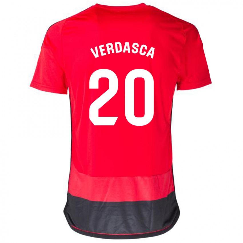 Uomo Maglia Diogo Verdasca #20 Rosso Nero Kit Gara Home 2023/24 Maglietta