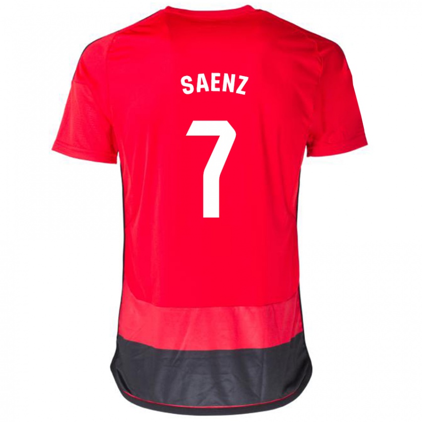 Uomo Maglia Raúl Sáenz #7 Rosso Nero Kit Gara Home 2023/24 Maglietta