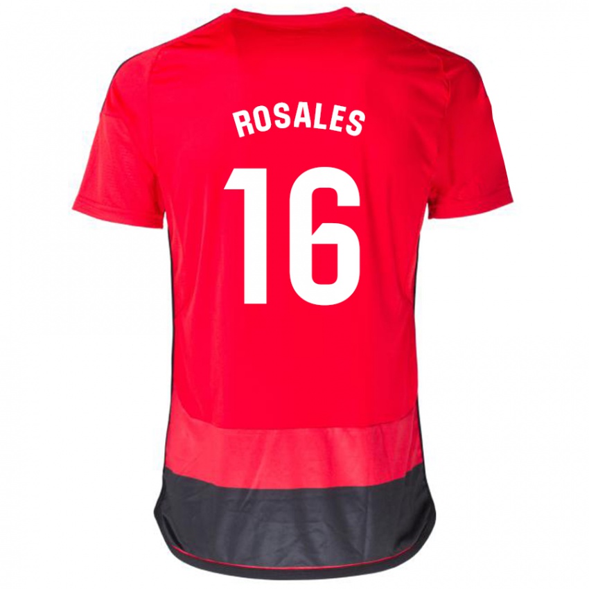 Uomo Maglia Diego Rosales #16 Rosso Nero Kit Gara Home 2023/24 Maglietta