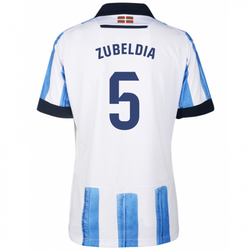 Uomo Maglia Igor Zubeldia #5 Blu Bianco Kit Gara Home 2023/24 Maglietta