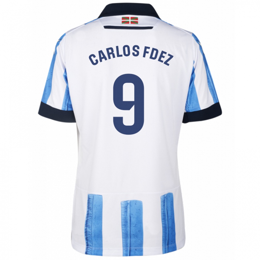 Uomo Maglia Carlos Fernandez #9 Blu Bianco Kit Gara Home 2023/24 Maglietta