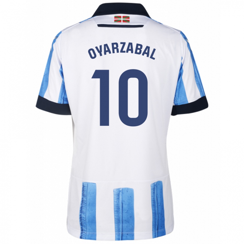 Uomo Maglia Mikel Oyarzabal #10 Blu Bianco Kit Gara Home 2023/24 Maglietta