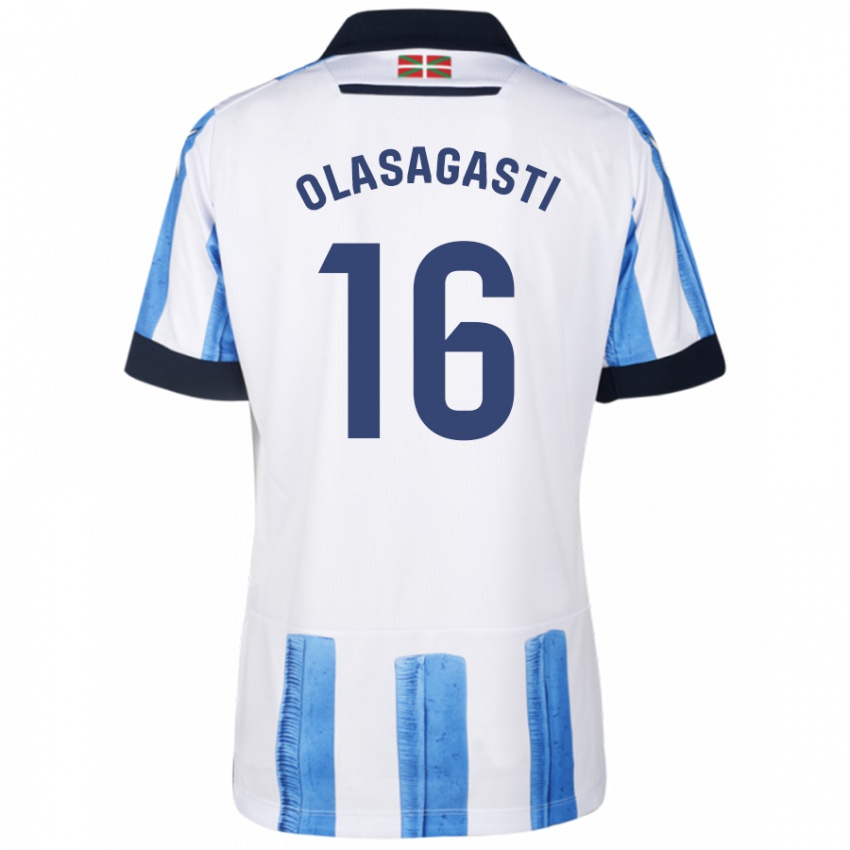 Uomo Maglia Jon Ander Olasagasti #16 Blu Bianco Kit Gara Home 2023/24 Maglietta