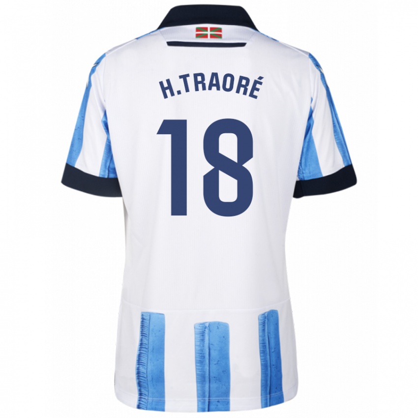 Uomo Maglia Hamari Traore #18 Blu Bianco Kit Gara Home 2023/24 Maglietta