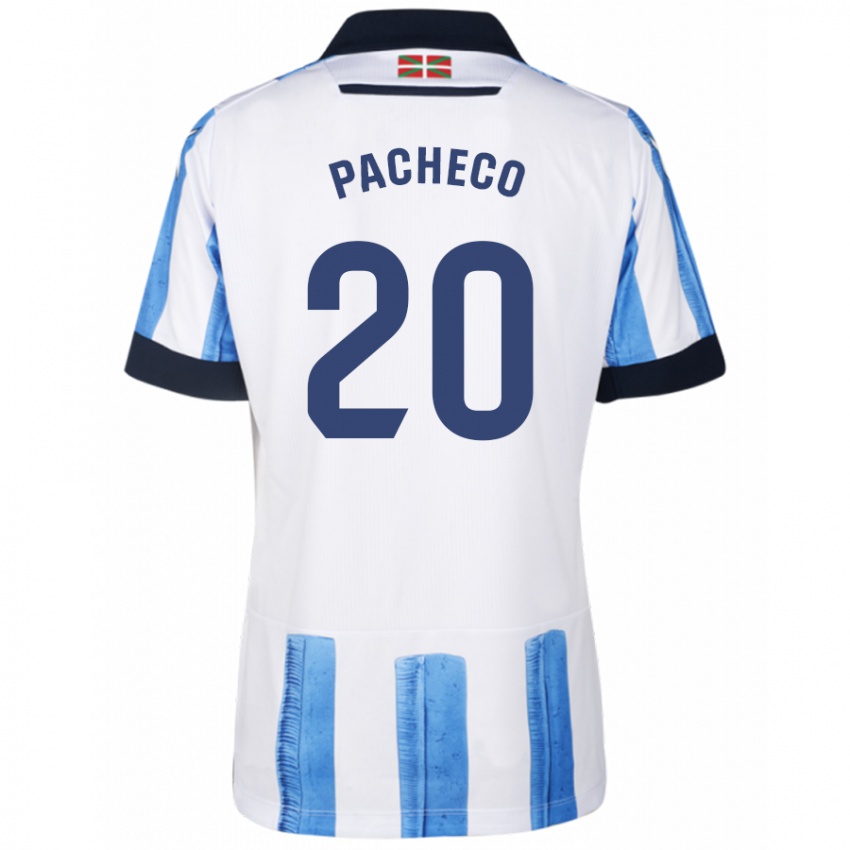 Uomo Maglia Jon Pacheco #20 Blu Bianco Kit Gara Home 2023/24 Maglietta