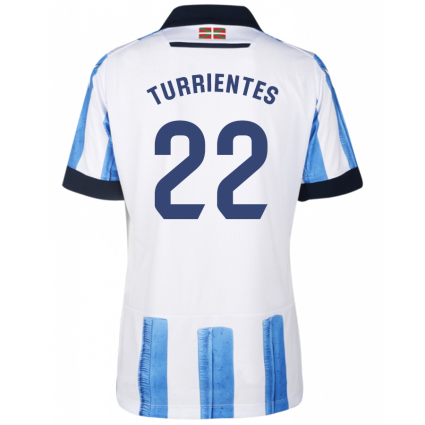 Uomo Maglia Benat Turrientes #22 Blu Bianco Kit Gara Home 2023/24 Maglietta