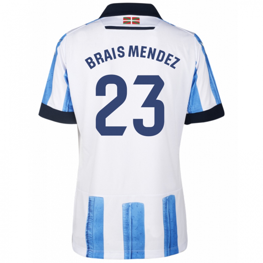 Uomo Maglia Brais Mendez #23 Blu Bianco Kit Gara Home 2023/24 Maglietta