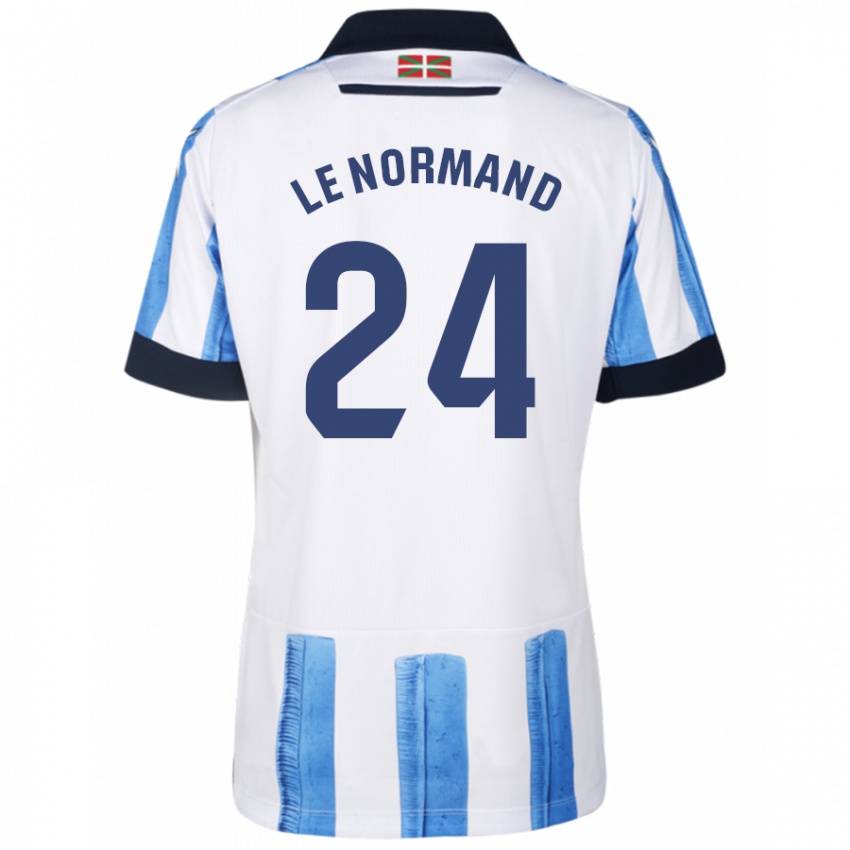 Uomo Maglia Robin Le Normand #24 Blu Bianco Kit Gara Home 2023/24 Maglietta