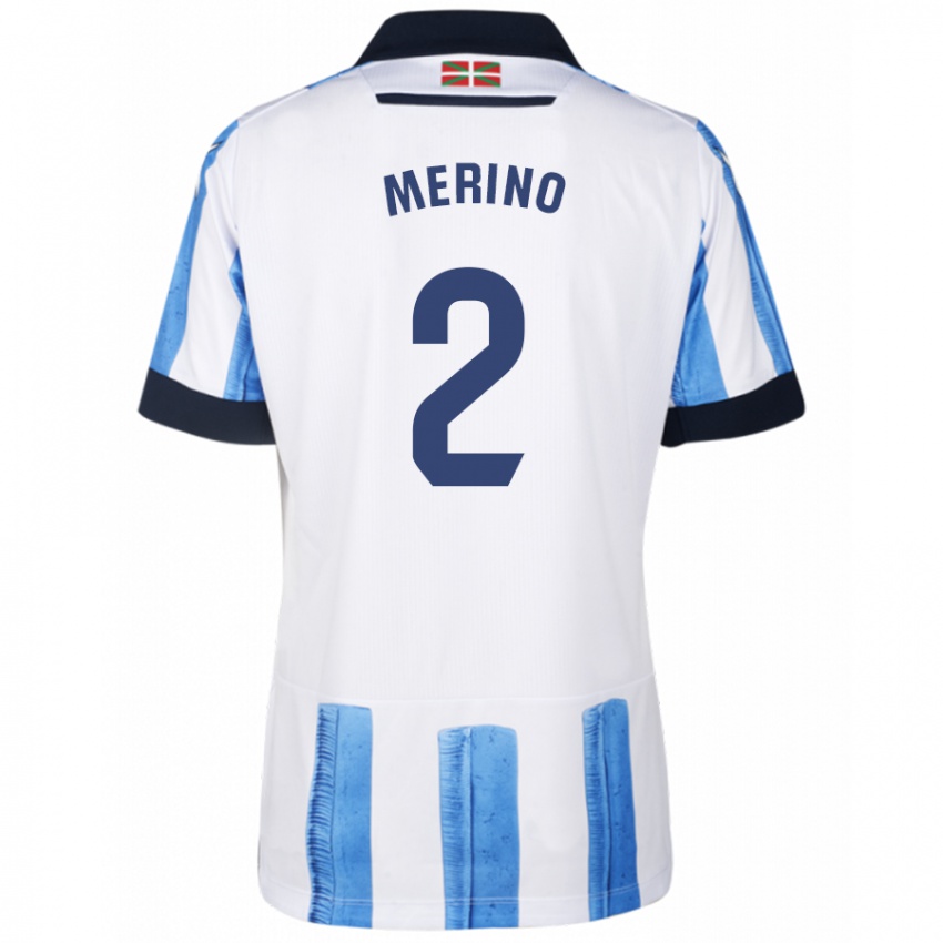 Uomo Maglia Jon Merino #2 Blu Bianco Kit Gara Home 2023/24 Maglietta