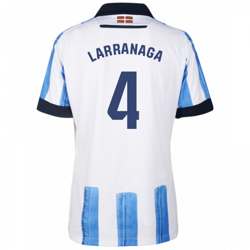 Uomo Maglia Aitor Larrañaga #4 Blu Bianco Kit Gara Home 2023/24 Maglietta