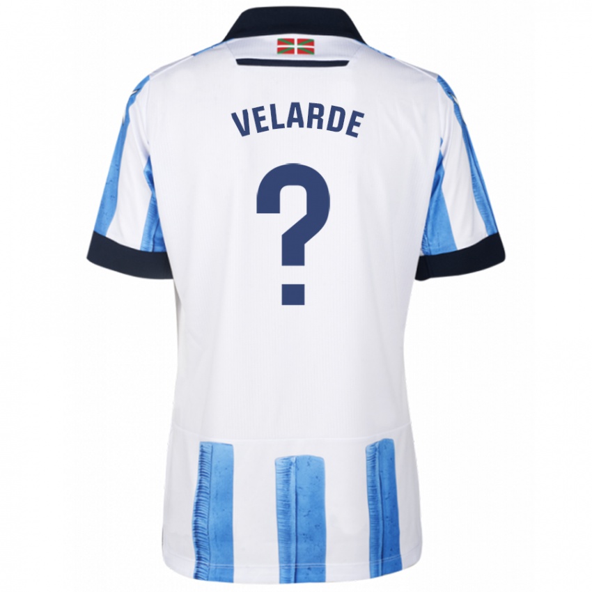 Uomo Maglia Alain Velarde #0 Blu Bianco Kit Gara Home 2023/24 Maglietta