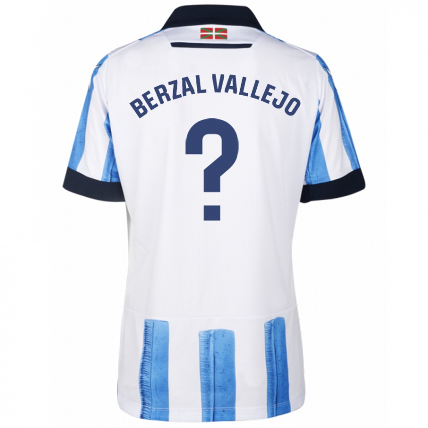 Uomo Maglia Asier Berzal Vallejo #0 Blu Bianco Kit Gara Home 2023/24 Maglietta